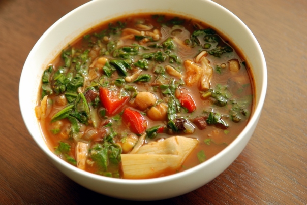 Tomato Chickpea and Spinach Soup