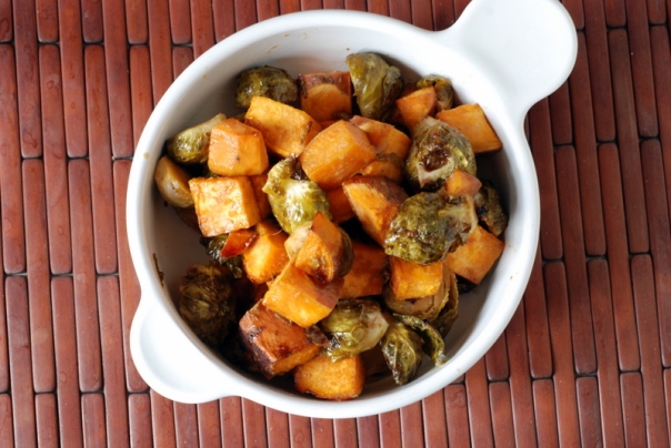 Kristy's Balsamic-Maple Brussels Sprouts and Sweet Potatoes